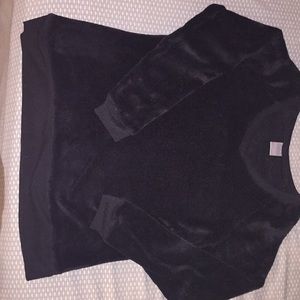 Black v-neck sweater.